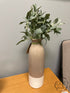 Round Taupe & White Ceramic Vase 4x14’’ Vase