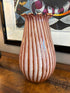 Round Vase With Red/Cream Lines Petal Like Opening