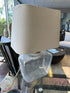 Rounded Square Bubble Glass Base Table Lamp With Tan Rect. Shade
