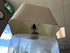 Rounded Square Bubble Glass Base Table Lamp With Tan Rect. Shade