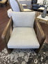 Rubberwood Arms/Base Sling Chair W/Wheat Upholstered Fabric Circle Design Sides