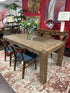 Rustic Brown Wire Brushed Finish Dining Table With One End Extension Block Legs 71x36x30’’ Dining Table Only