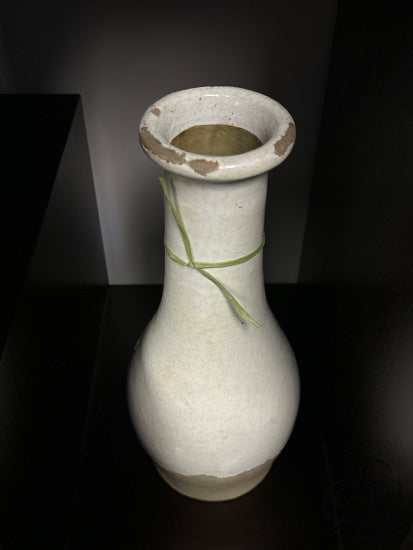 Rustic Cream Vase With Tan Markings