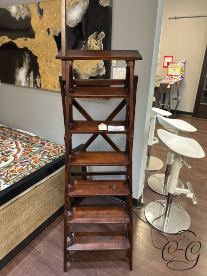 Rustic Dark Brown Solid Wood Display Ladder 19x40x68’’ Home Decor