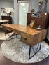 Rustic Reclaimed Peroba WD 4 Drawer Desk W/Black Steel Legs Back Display Space 63x29x31’’ Desk