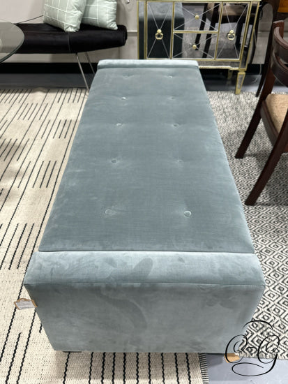 Seafoam Fabric Button Tufted Storage Ottoman 65x25x20’’ Storage Ottoman
