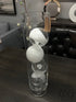 Set Of 2 Clear Glass Cylindrical Vases With 4 White/Clear Decor Balls Home