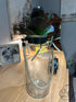 Set Of 2 Glass Hurricane Jar Candleholders W/Dark Metal Details Rope Handles 8x16’’ Home Decor