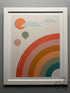 Set Of 2 Pictures In Whie Frame ’Rainbow Moon’ & ’Rainbow Balloons’ 21x25’’ Picture