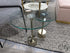 Set Of 2 Round Tempered Glass Top Gold Finish Metal Base Accent Tables Table