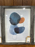 Set Of 3 Abstract Orange Blues Cream Artwork In Rustic Grey Frame