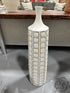 Set Of 3 White Ceramic Vases With Gold Bordered Square Pattern Exterior 8x33’’ Vase