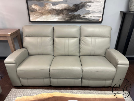 Silver Grey Leather Seating/Leather Match Power Reclining Sofa