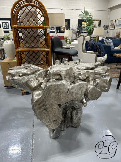 Silver Leaf Resin Sequoia DNG Table Base Cast From Acacia Tree Roots 44x38x30’’ Dining Table Base Only