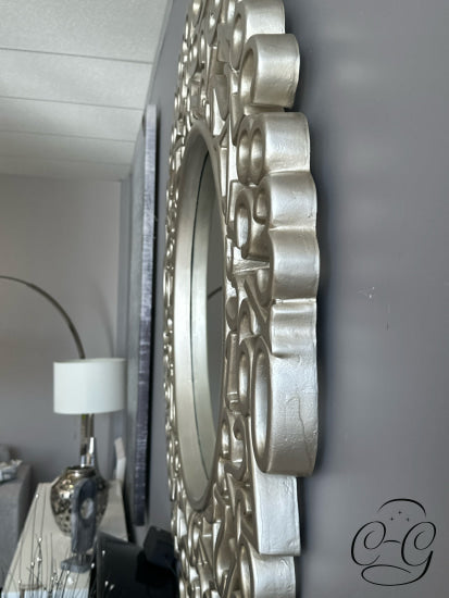Silver Round ’Numbers’ Framed Mirror 42x42’’ Wall Mirror