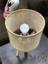 Small Natural Wood Tripod Table Lamp With Round Wicker Shade