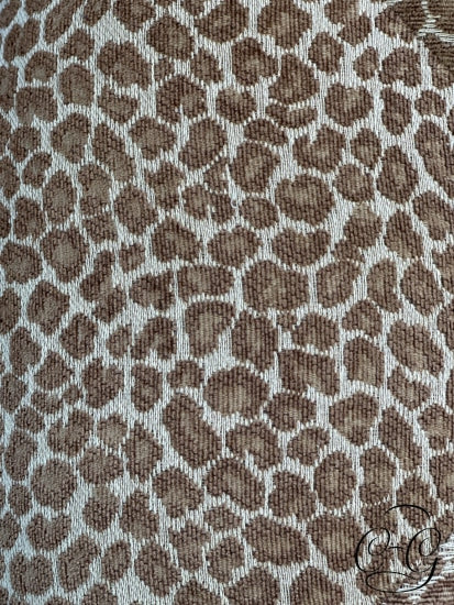 Small Round Brown/Beige Animal Print Fabric Ottoman