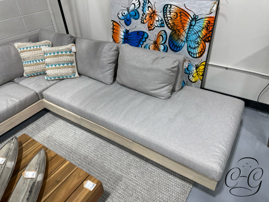 Solid Acacia Patio Low Corner Sectional W/Sand Weather Resistant Cushion 96x96x22’’ Patio Furniture