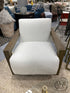 Solid Oak Med. Brown Finish Rustic Frost Fabric Armchair Arm Chair