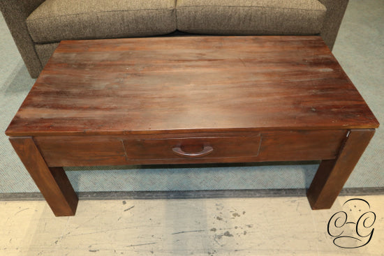 Solid Rosewood Rect. Coffee Table With Block Legs 1 Drawer 24x46x20 Coffee
