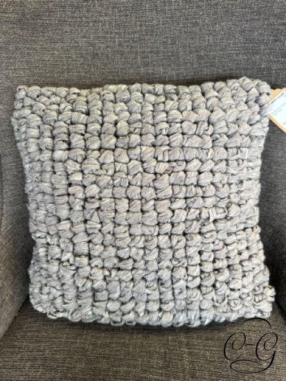Square Grey Nubby Toss Pillow