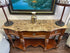 Stanley Brown/Cream Granite Top Sideboard W/3 Drawers Bottom Shelf Console Table