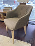 Structube Sage Green Fabric Button Back Chair With Blonde Wood Legs