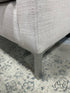 Stylus Light Grey Bench Seat Sofa W/3 Button Tufted Back Cushions Steel Legs