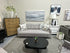 Stylus Light Grey Bench Seat Sofa W/3 Button Tufted Back Cushions Steel Legs