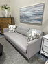 Stylus Light Grey Bench Seat Sofa W/3 Button Tufted Back Cushions Steel Legs