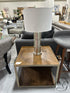 Sunpan Square End Table With Brushed Metal Frame Wood Top/Shelf