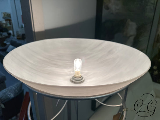 Tall Torchiere Style Floor Lamp W/Silver Coated Metal Base ’X’ Design