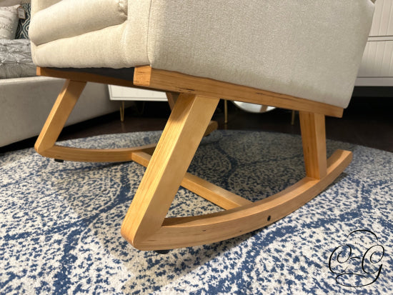 Tan Fabric With Wood Base Rocking Chair