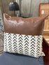 Tan ’V’ Design Toss Pillow With Brown Leatherette Detailing