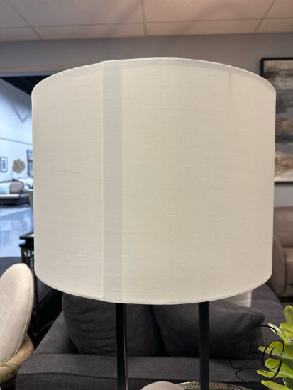Taupe Ceramic Base Table Lamp W/Black Metal Cream Shade 15x29’’ Table Lamp