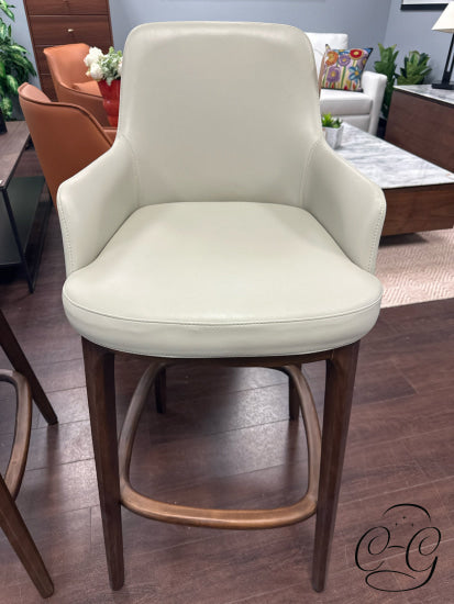 Taupe Micro Leather Bartool W/Walnut Finsih Base 20x22x42’’ Barstool