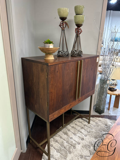 Teak 2 Door Bar Cabinet W/Storage For Spirits/Wine Tray 42x20x53’’ Bar unit