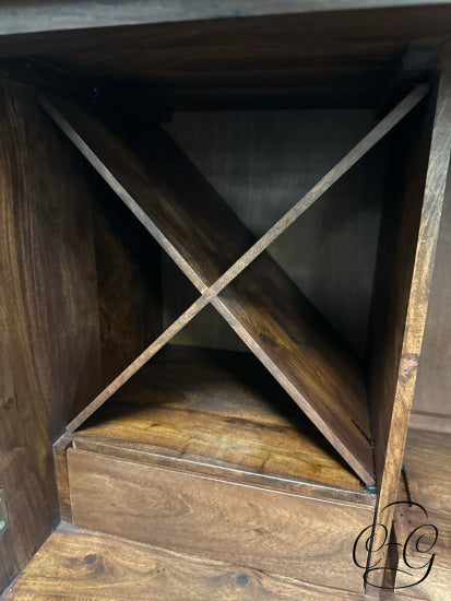 Teak 2 Door Bar Cabinet W/Storage For Spirits/Wine Tray 42x20x53’’ Bar unit