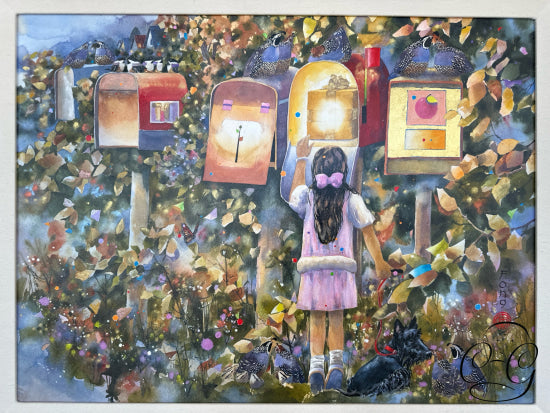 ’The Girl’ (Girl & Her Dog At Mailboxes) Canadian Artist: Alex Fong 45x37’’ Artwork