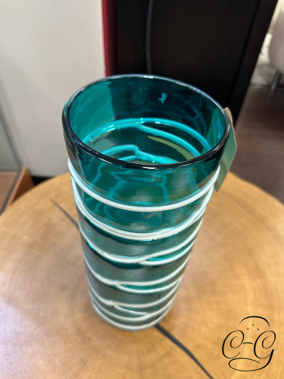 Torre And Tagus Clear Turquoise Glass Vase