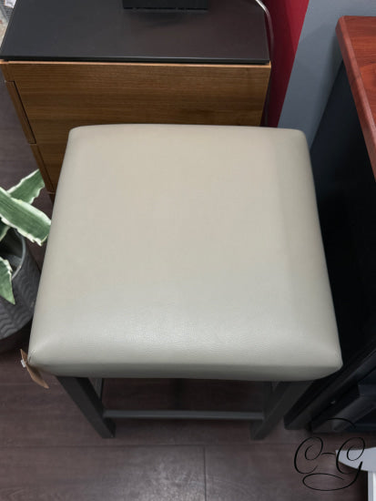 Trica Furniture Backless Taupe Leather Square Seat Counter Height Stool