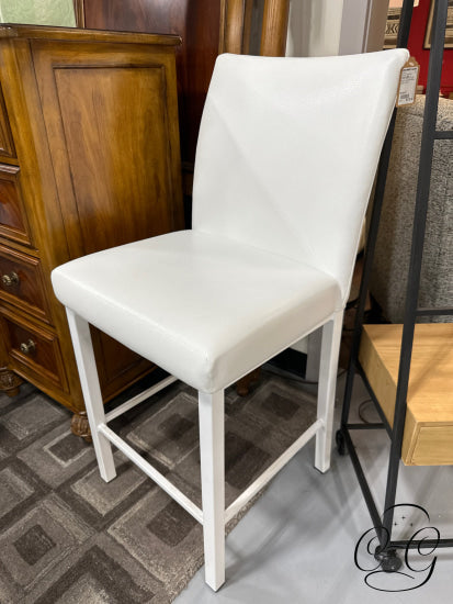 Trica Furniture White Leather Counter Height Stool With Metal Base