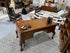 Vintage 4 Drawer Chippendale Style Oak Elm Burl Desk W/Cabriole Legs,*Key 59x29x30’’ Desk