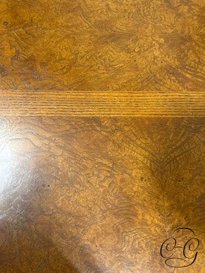 Vintage 4 Drawer Chippendale Style Oak Elm Burl Desk W/Cabriole Legs,*Key 59x29x30’’ Desk