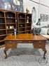 Vintage 4 Drawer Chippendale Style Oak Elm Burl Desk W/Cabriole Legs,*Key 59x29x30’’ Desk