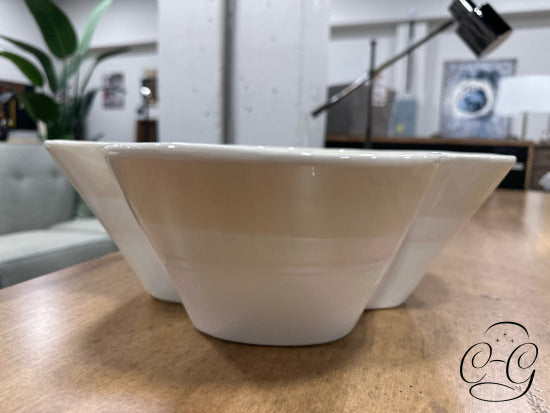 Wavy Rim Light Yellow Glass Bowl Home Decor