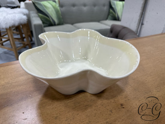Wavy Rim Light Yellow Glass Bowl Home Decor