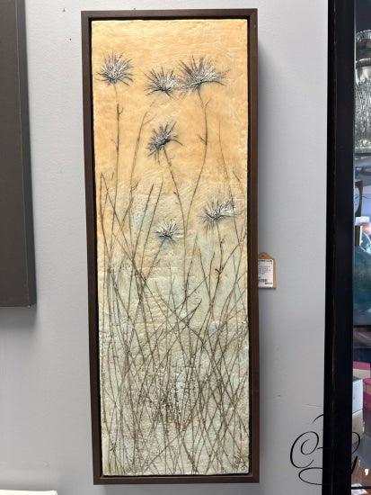 Wax & Oil Original Art Encaustic Painting ’Delicate’ By Susan Wallis 14x38’’ Artwork