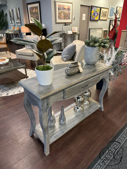 Weathered Grey Wash Console With 1 Drawer & Lower Shelf 46x16x30’’ Console Table