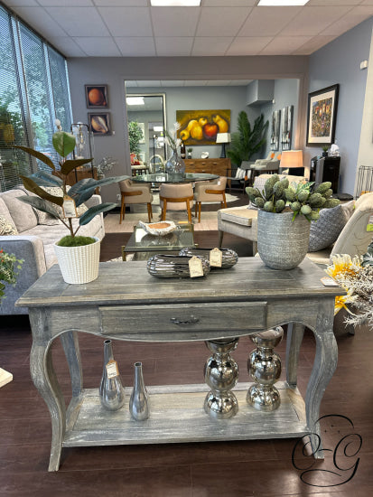 Weathered Grey Wash Console With 1 Drawer & Lower Shelf 46x16x30’’ Console Table